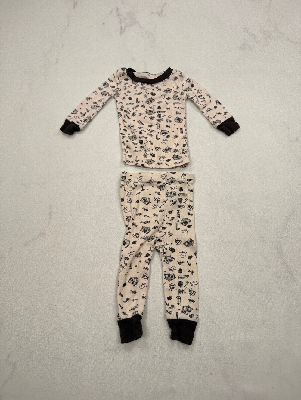 Burt's Bees Baby Pajamas Pajamas Set Cream 2000s Cozy Printed - Boys 0-3M